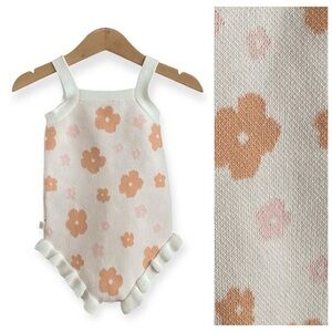 Snug Retro Floral Knit Romper Cream Pink 3-6 months